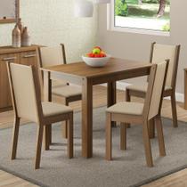 Conjunto Mesa de Jantar 4 Lugares Tampo de Madeira Cíntia Madesa