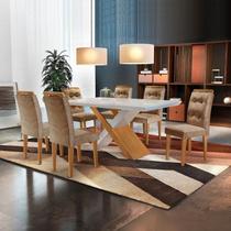 Conjunto Mesa de Jantar 6 Cadeiras Amanda Marrom Off White/Imbuia Conjunto Mesa de Jantar 6 Cadeiras Amanda Marrom Off White/Imbuia