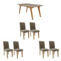 Conjunto Mesa de Jantar 6 Cadeiras MDF Cimol Branco Bege