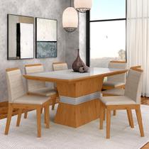 Conjunto Mesa De Jantar 6 Cadeiras Nairóbi Cinam/off Whi/bege - Móveis Arapongas