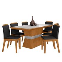 Conjunto Mesa De Jantar 6 Cadeiras Nairóbi Cinam/off Whi/preto - Móveis Arapongas