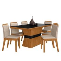 Conjunto Mesa De Jantar 6 Cadeiras Nairóbi Cinamo/preto/bege - Móveis Arapongas