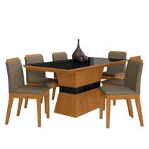 Conjunto Mesa De Jantar 6 Cadeiras Nairóbi Cinamo/preto/capuccino - Móveis Arapongas