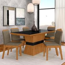 Conjunto Mesa De Jantar 6 Cadeiras Nairóbi Cinamo/preto/capuccino - Móveis Arapongas