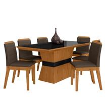 Conjunto Mesa De Jantar 6 Cadeiras Nairóbi Cinamo/preto/marrom - Móveis Arapongas