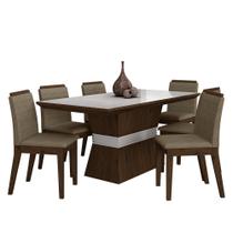 Conjunto Mesa De Jantar 6 Cadeiras Nairóbi Imbuia/off Whi/capucci - Móveis Arapongas