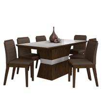 Conjunto Mesa De Jantar 6 Cadeiras Nairóbi Imbuia/off Whi/marrom - Móveis Arapongas