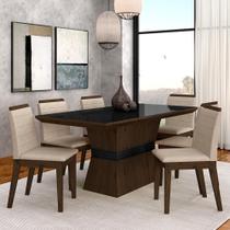 Conjunto Mesa De Jantar 6 Cadeiras Nairóbi Imbuia/preto/bege - Móveis Arapongas