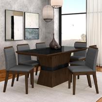 Conjunto Mesa De Jantar 6 Cadeiras Nairóbi Imbuia/preto/cinza - Móveis Arapongas Conjunto Mesa De Jantar 6 Cadeiras Nairóbi Imbuia/preto/cinza - Móveis Arapongas