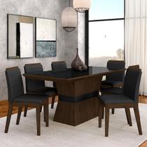 Conjunto Mesa De Jantar 6 Cadeiras Nairóbi Imbuia/preto/preto - Móveis Arapongas