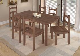 Conjunto Mesa de Jantar 6 Lugares com 6 Cadeiras em Madeira Maciça Arte e Estilo Conjunto Mesa de Jantar 6 Lugares com 6 Cadeiras em Madeira Maciça Arte e Estilo