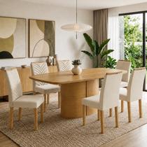 Conjunto Mesa de Jantar 6 Lugares com Cadeiras Diana e Carol Cinamomo e Bege Conjunto Mesa de Jantar 6 Lugares com Cadeiras Diana e Carol Cinamomo e Bege
