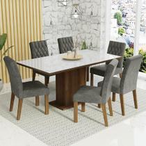 Conjunto Mesa de Jantar 6 lugares Tampo de Vidro Geórgia Madesa Conjunto Mesa de Jantar 6 lugares Tampo de Vidro Geórgia Madesa