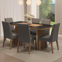 Conjunto Mesa de Jantar 6 Lugares Tampo de Vidro Valerie Madesa