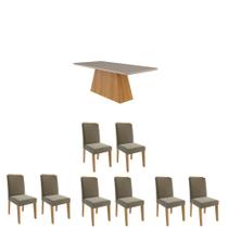 Conjunto Mesa de Jantar 8 Cadeiras MDF Cimol Branco Bege