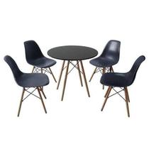 Conjunto Mesa de Jantar 80cm + 4 Cadeiras Eames Preto NEW - UNIVERSAL MIX
