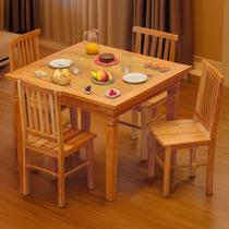 Conjunto Mesa de Jantar 80x80cm Com 4 Cadeiras Mineira Madeira Maciça Natural