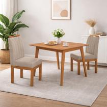 Conjunto Mesa de Jantar 90x90 MDF e 2 Cadeiras Blend Linho