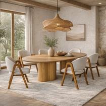 Conjunto Mesa de Jantar Aracaju 1.80m Orgânica 6 Cadeiras Estofadas