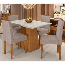 Conjunto Mesa de Jantar Barbara 1,20m Tampo Com Vidro e 4 Cadeiras Ana Cor Ype Off White WD25 New Ceval Conjunto Mesa de Jantar Barbara 1,20m Tampo Com Vidro e 4 Cadeiras Ana Cor Ype Off White WD25 New Ceval