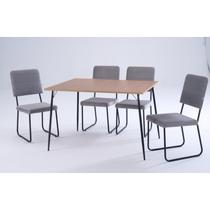 Conjunto Mesa de Jantar Barcelona Tampo Retangular e Quatro Cadeiras Barcelona