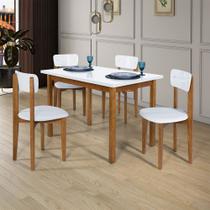 Conjunto Mesa de Jantar Base Madeira Maciça com 4 Cadeiras Elisa Ideal para Apartamenteo 1,20 X 80 B