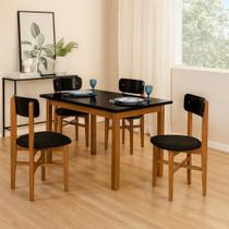 Conjunto Mesa de Jantar Base Madeira Maciça com 4 Cadeiras Elisa Ideal para Apartamenteo 1,20 X 80 P