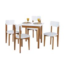 Conjunto Mesa de Jantar Base Madeira Maciça com 4 Cadeiras Elisa Ideal para Apartamenteo 80 X 80 Bra - QUALITY MOVEIS