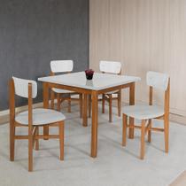 Conjunto Mesa de Jantar Base Madeira Maciça com 4 Cadeiras Elisa Ideal para Apartamenteo 80 X 80 Off Conjunto Mesa de Jantar Base Madeira Maciça com 4 Cadeiras Elisa Ideal para Apartamenteo 80 X 80 Off