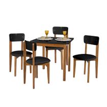 Conjunto Mesa de Jantar Base Madeira Maciça com 4 Cadeiras Elisa Ideal para Apartamenteo 80 X 80 Pre