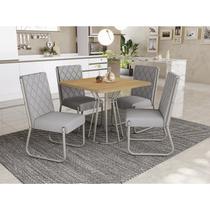 Conjunto Mesa de Jantar Beni com 4 Cadeiras Toronto Nogueira/Níquel/Titanio