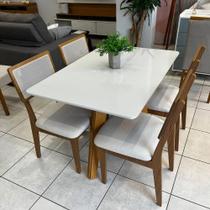 Conjunto Mesa de Jantar c/ Tampo de Vidro 1,20m + 4 Cadeiras