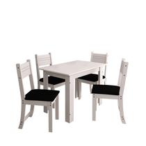 Conjunto Mesa de Jantar Caribe Veneza 4 Cadeiras 110 Branco Preto - Indekes