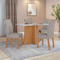 Conjunto Mesa de jantar Celebrare 1,20 c/ vidro e 4 Cadeiras Apogeu Tecido Veludo Liso Capuccino Amendoa Clean/off White Conjunto Mesa de jantar Celebrare 1,20 c/ vidro e 4 Cadeiras Apogeu Tecido Veludo Liso Capuccino Amendoa Clean/off White