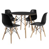 Conjunto Mesa de Jantar Chanfrada Preta Eames 110cm com 4 Cadeiras Preta Eames DSW - La Mobilia Conjunto Mesa de Jantar Chanfrada Preta Eames 110cm com 4 Cadeiras Preta Eames DSW - La Mobilia