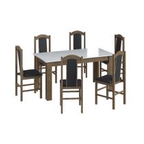 Conjunto Mesa de Jantar Clássica 6 Cadeiras Estofadas Móveis Canção - Moveis Canção