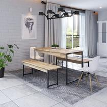Conjunto Mesa de Jantar com 2 Banco e 2 Cadeiras Eames Base Madeira Yescasa Conjunto Mesa de Jantar com 2 Banco e 2 Cadeiras Eames Base Madeira Yescasa