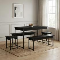 Conjunto Mesa de Jantar com 2 Bancos 2 Banquetas Estilo Industrial Aço Active Preto Ônix Yescasa Conjunto Mesa de Jantar com 2 Bancos 2 Banquetas Estilo Industrial Aço Active Preto Ônix Yescasa