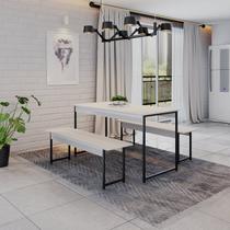 Conjunto Mesa de Jantar com 2 Bancos Estilo Industrial Active Yescasa Branco/Chess