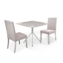 Conjunto Mesa de Jantar com 2 Cadeiras Herval Slim, 90x90 cm, Maca Fosca Off White