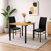 Conjunto Mesa De Jantar Com 2 Cadeiras Sala Cozinha Copa Home Retangular Industrial Estofada Pés Tubo Ferro Preto Tampo Madeira 4 Lugares Jogo Conjunto Mesa De Jantar Com 2 Cadeiras Sala Cozinha Copa Home Retangular Industrial Estofada Pés Tubo Ferro Preto Tampo Madeira 4 Lugares Jogo