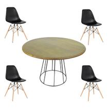 Conjunto Mesa de Jantar com 4 Cadeiras Garabit/Telaio Preto/Castanho G04 - Gran Belo