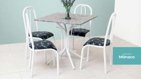 Conjunto Mesa de Jantar com 4 Cadeiras M-KO tampo granito 80cm em aço cor Branca