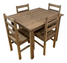 Conjunto Mesa De Jantar Com 4 Cadeiras Madeira Maciça 100x80 - Maderce