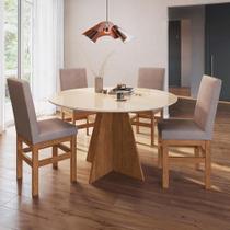 Conjunto Mesa de Jantar com 4 Cadeiras Zamarchi , Canela e Rosé Conjunto Mesa de Jantar com 4 Cadeiras Zamarchi , Canela e Rosé