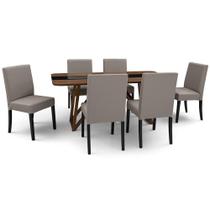 Conjunto Mesa de Jantar com 6 Cadeiras Desmontáveis Herval Indy, Amêndoa e Bege