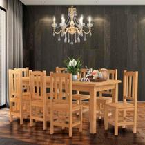 Conjunto Mesa De Jantar Com 8 Cadeiras Madeira Maciça 200cm Nogueira Rada Shop JM