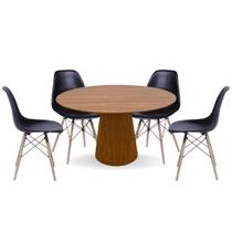 Conjunto Mesa de Jantar Cone Oval 120x80 cm Freijó + 4 Cadeiras Eames Dkr Wood Preta