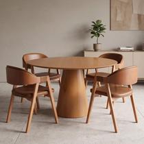 Conjunto Mesa de Jantar Cone Redonda 120cm com 4 Cadeiras Estofadas Gaia Yescasa Conjunto Mesa de Jantar Cone Redonda 120cm com 4 Cadeiras Estofadas Gaia Yescasa