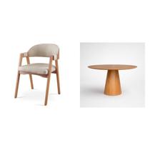 Conjunto Mesa de Jantar Cone Redonda 120cm com 4 Cadeiras Estofadas Gaia Yescasa